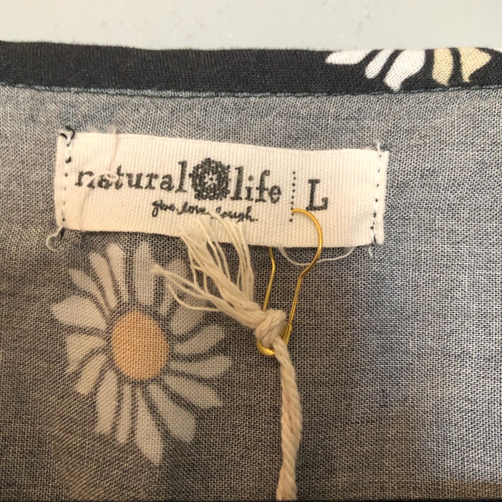 NATURAL LIFE Black Floral Border Peasant Blouse - Picture 3 of 4